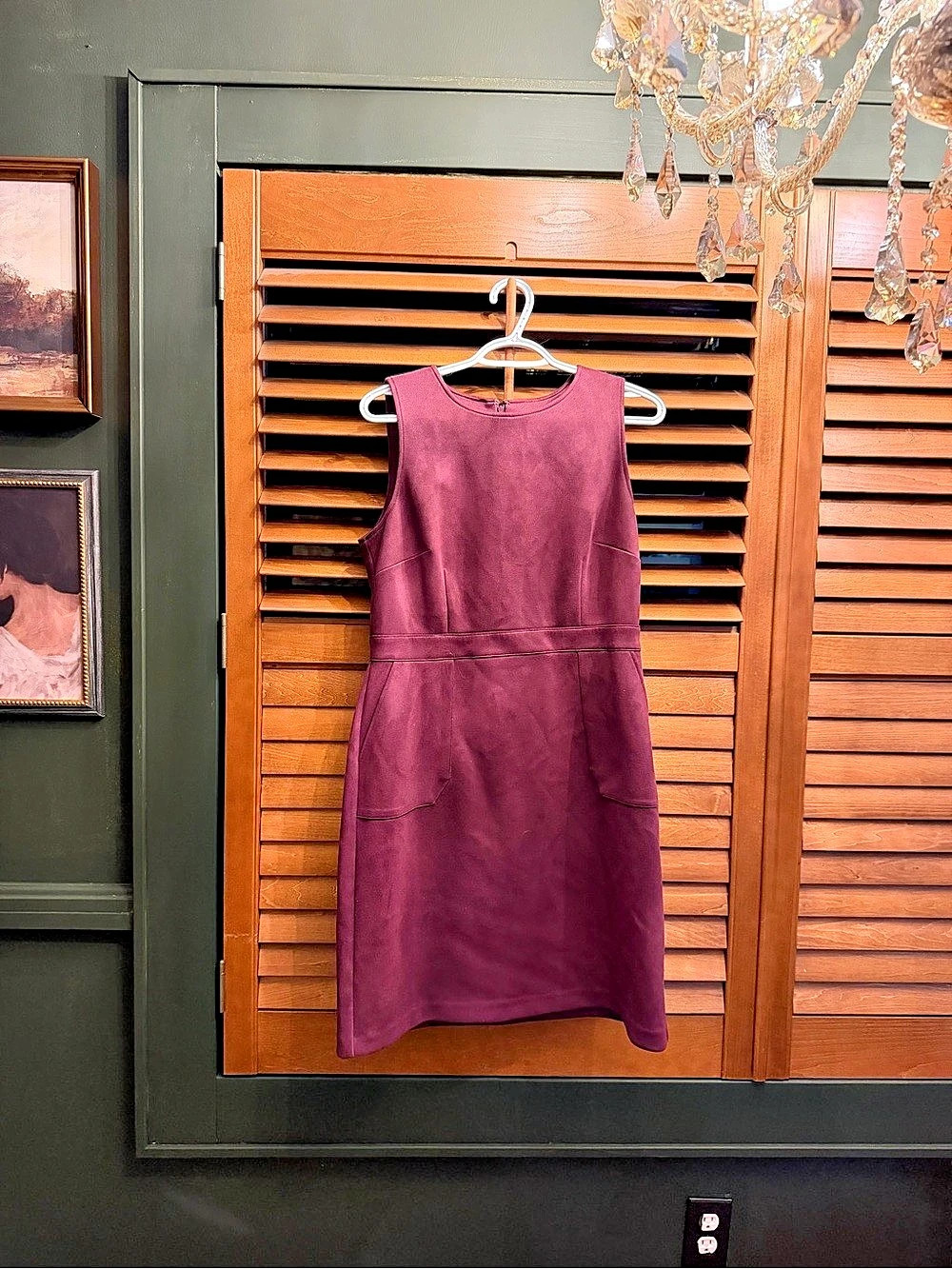 LOFT Faux Suede Shift Dress Sleeveless Purple